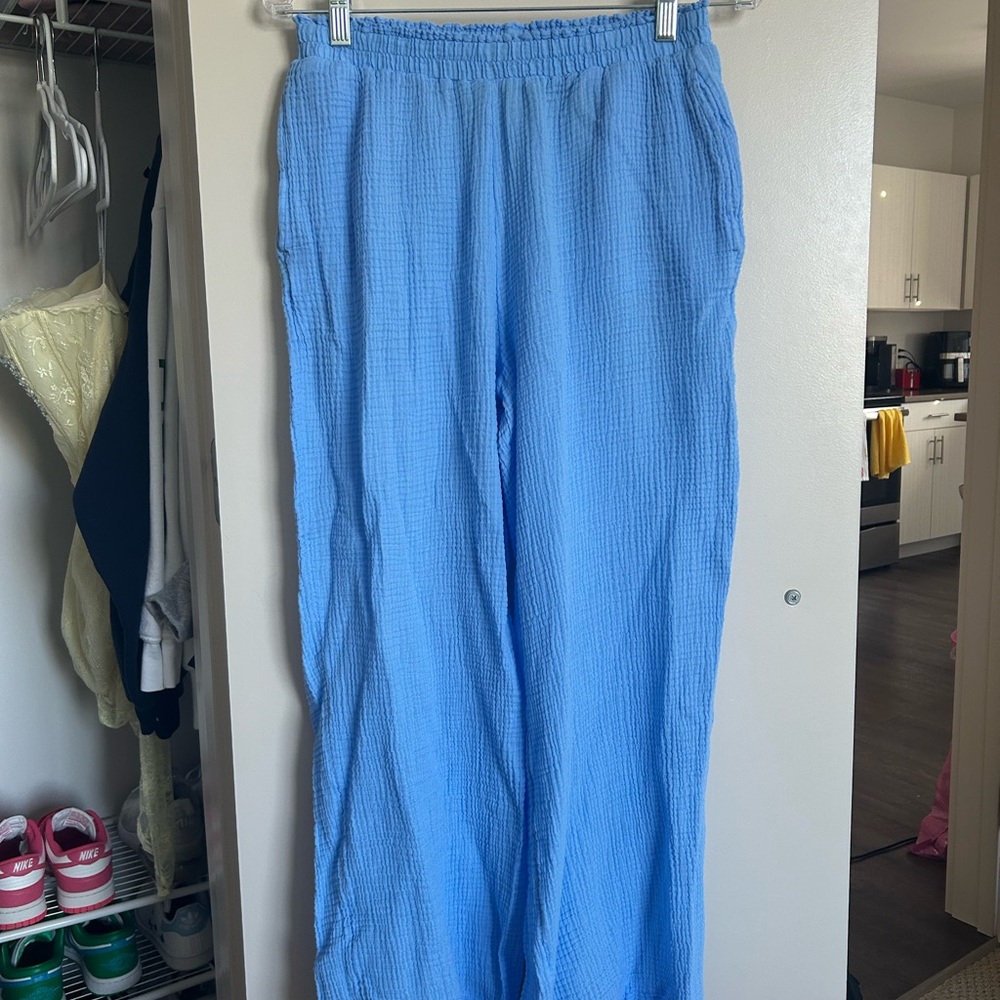 Light Blue Textured Pants